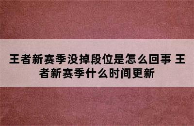 王者新赛季没掉段位是怎么回事 王者新赛季什么时间更新